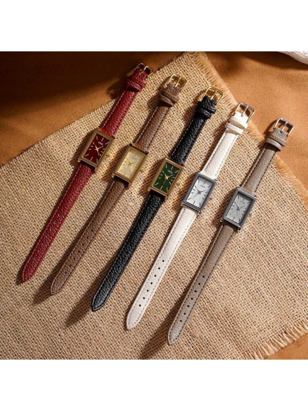 Women's Grey And Silver Analog Ultra-Thin Rectangle Vintage Square Wrist Watch - Picture 4 of 4